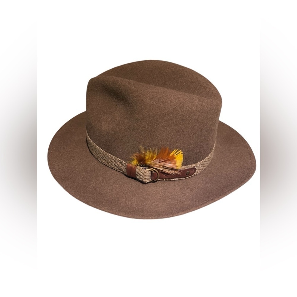 Vintage Fur Felt Fedora Hat Olive Brown